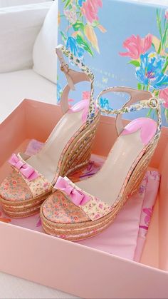 Wedge Heels Aesthetic, Love Shack Fancy Heels, Preppy High Heels, Cute Summer Heels, Hoco Shoes Sneakers, Wedge Sandals Outfit Dress, Southern Preppy Aesthetic, Southern Preppy Outfits, Southern Preppy Style