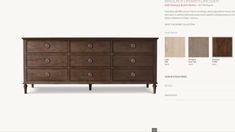 an image of a dresser with different colors and finishes on it's sideboard