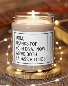 "Mom Thanks For Your DNA Funny Mothers Day Gift - Birthday Candle for Moms, Funny Candles for Mom, To Mom From Daughter,  Best Mom Ever Gifts Embark on a sensory journey with ModBean Co. candles, where captivating aromas take center stage.  Elevate the ambiance of any space with the sleek and contemporary design that effortlessly accompanies these candles. Surprisingly imbued with humor and charm, these candles defy expectations, making them an ideal gift for self-indulgence, surprising a loved Cheap Last Minute Mothers Day Gifts, Mothers Day Gift Ideas From Daughter, Mothers Day Crafts For Teenagers, Mother’s Day Gifts, Mother’s Day Gift, Quirky Candles, To Mom From Daughter, Mom To Mom, Homemade Gifts For Mom