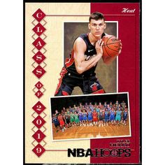 a basketball card with an image of a man holding a basketball in front of him