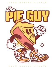 the pie guy is running and waving