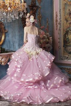 Pretty in Pink.. ~ Stella de Libero, gown, couture, wedding, bridal, dress, fantasy, flowers, flower, floral, flora, fairytale, fashion, designer, beautiful, stunning, prom dress, ball gown, Look Rose, Pink Wedding Dresses, Perfect Pink, Colored Wedding Dresses, Everything Pink