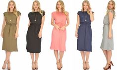 Groupon - Lyss Loo Women's Classic Waist-Tie Midi Dress. Groupon deal price… New Mens Fashion, Midi Length Dress, Waist Tie, Nightwear, Midi Length, Spring Outfits, Casual Dress, Dresses For Work