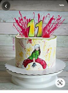 a birthday cake with the number twenty one painted on it