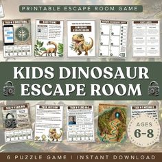 kids's dinosaur escape room printable game