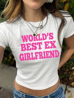 World's Best Ex Girlfriend Baby Tee, Funny Shirt, World's Best Ex Girlfriend Shirt, Y2K Graphic Tee, Gift for Her, 2000s Aesthetic Shirt *IMPORTANT PLEASE READ BEFORE PURCHASING* My store uses DTG (Direct to Garment) printing. This means the design is printed into the garment. This means it is designed to last longer than other printing processes. Due to this printing process the design colors may not be as vibrant as shown in the photos. There may at times be a slight difference between real and perceived colors of an item due to the nature of the item or resolution of a computer or phone screen. My items are made to order. Production can take up to 5 business days. I cannot promise any exact arrival dates in case of delays within USPS system. PLEASE ORDER AHEAD IF NEEDED BY SPECIFIC DATE Blusas Crop Top, Girlfriend Shirt, Graphic Crop Top, Aesthetic Shirt, 2000s Aesthetic, Y2k Baby Tee, Retro Streetwear, Shirt Y2k, Worlds Best