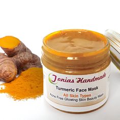 Turmeric Face Mask Turmeric addresses a wide range of skin concerns, promoting healthy function, smoother texture, and a softer touch.  Turmeric helps make skin look more radiant and it brightens up. It prevents acne, and it also fights acne scars age spots and sun spots. Turmeric helps treat skin irritations, and sun damage--all of which can cause premature ageing. Vitamin B6 and magnesium are present as well, and these help with new skin cell growth. Turmeric also contains vitamin C, which hel Face Mask Turmeric, Turmeric Mask, Turmeric Face, Turmeric Face Mask, Organic Extra Virgin Olive Oil, Organic Turmeric, Skin Blemishes, How To Exfoliate Skin, Prevent Acne