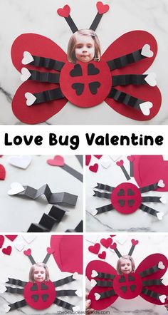 valentine's day crafts for kids to make with paper and cardboard, including ladybug