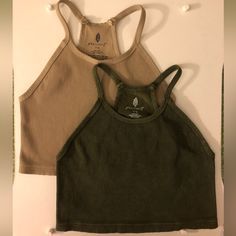 2 Brand New Free People Happiness Taupe & Green No Tag, Never Worn. Pls Let Me Know If You’re Only Interested In One Fitted Khaki Tops For Summer, Khaki Crop Top For Summer, Cropped Khaki Top For Summer, Fitted Cropped Khaki Top, Free People Tops, Let Me Know, Free People, Let Me, Womens Tops