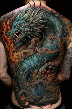 Dragon Tattoos For Men Back, Dragon Tattoo Back Man, Dragon Back Tattoos Men, Japanese Dragon Tattoos For Men, Full Back Dragon Tattoo, Dragon Tattoo Full Back, Fullback Tattoo, Blue Dragon Tattoo