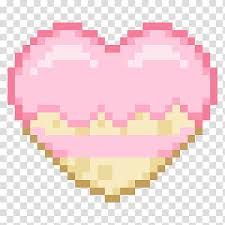 an image of a pixelated heart with pink frosting on the top and bottom