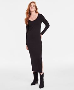 in stock Work Wardrobe Essentials, Maxi Knit Dress, Work Wardrobe, Deep Black, Wardrobe Essentials, Rib Knit, Scoop Neck, Pick Up, In Store