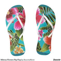 Hibicus Flowers Flip Flop Flower Shaped Synthetic Flip Flops For Beach, Pretty Flip Flops, Beach Vacation Accessories, Essie Nail Polish Colors, Multicolor Non-slip Flip Flops For Summer, Non-slip Multicolor Flip Flops For Summer, Floral Flip Flops, Colorful Slippers, Pattern Flip Flops