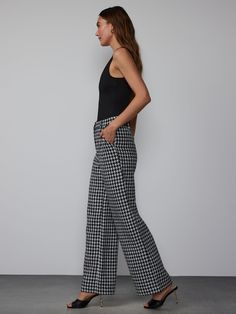 Houndstooth Pants, Pants Fit, Wide Leg Pant, Gingham Print, Pleated Pants, Casual Wardrobe, Workout Pants, Wide Leg Pants, Gingham