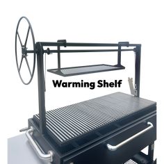 an image of a grill with the words warning shelf above it on top of it