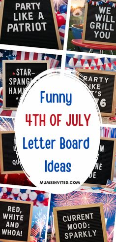 fourth of july letter board ideas with fireworks and stars in the sky, including an american flag