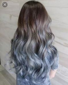 Black To Grey Ombre Hair, Grey Hair Extensions, Grey Ombre Hair, Blue Ombre Hair, Brown Ombre Hair, Hot Hair Colors, Ombre Hair Extensions, Ombré Hair, Trendy Hair Color