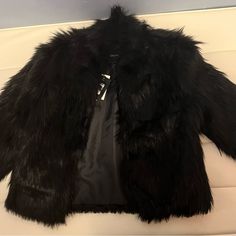 Brand New Faur Fur Jacket Casual Black Faux Fur Coat, Trendy Black Fur Coat With Faux Fur Lining, Casual Black Faux Fur Outerwear, Black Faux Fur Outerwear For Cold Weather, Chic Black Outerwear With Faux Fur Lining, Spring Black Faux Fur Outerwear, Black Faux Fur Outerwear For Spring, Chic Black Fur Coat For Night Out, Black Winter Outerwear For Night Out