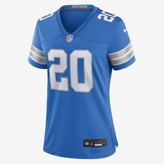 Rep one of your team's top stars with this Detroit Lions Jersey. Proper ventilation and a form fit help provide a dry, comfortable wear with the authentic look of the on-field uniform. Nike Football Season Sports Jersey, Detroit Lions Cheerleaders, Detroit Lions Sublimation, Detroit Lions Sweatshirt, Teddy Bridgewater, Barry Sanders, Detroit Lions Apparel, Detroit Lions Football, Nfl Detroit Lions