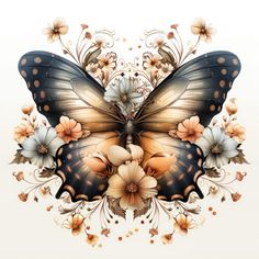 a butterfly with many flowers on it's wings