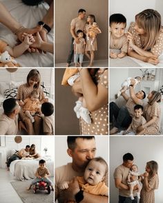 a collage of photos with people and babys