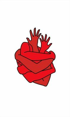 a drawing of a heart with hands wrapped around it