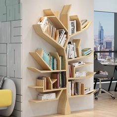 a bookshelf in the shape of a tree