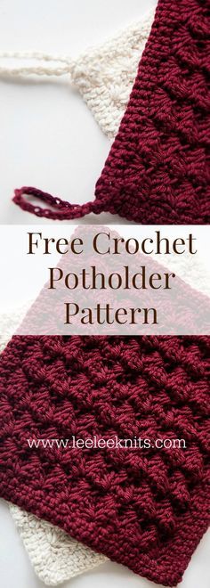 two crocheted potholders with the text free crochet potholder pattern