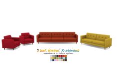 an assortment of different colored couches and chairs