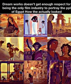 an animated scene with the words dream works doesn't get enough respect for being the only film industry to portray the plot of egypt