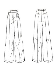 Pants Technical Drawing, Pants Drawing, Clothing Templates, Fashion Illustration Tutorial, Flat Drawings, Star Wars Fashion, Fashion Design Sketch, Flat Sketches, Garment Pattern