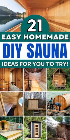 the cover of 21 easy homemade diy sauna ideas for you to try out