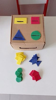 a cardboard box with different shapes and sizes