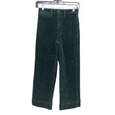 Brand: MADEWELL Style: PANTS WIDE LEG Color: GREEN Size: 00Other Info: SLIM EMMETT WIDE LEG CROP. CORDUROY WAIST 23 SKU: 293-29312-85094 CONDITION: GENTLY USED Green Cotton Pants For Winter, Casual Green Cargo Pants, Green Full-length Bottoms For Fall, Green Full Length Bottoms For Fall, Full Length Green Pants For Fall, Casual Green Fall Pants, Green Bottoms For Workwear In Fall, Green Wide Leg Winter Pants, Wide Leg Green Winter Pants