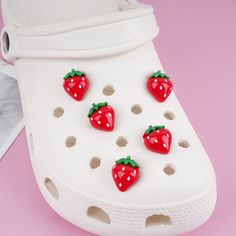 Adorable Strawberry Fruits Shoe Charms ✿This shoe charm is made of resin material. Each shoe decoration is carefully made of high-quality materials, and the shoe decoration buttons are tightly fixed to the bottom, ensuring safety and durability and not easy to fall off and deform. You can DIY your crocs through our shoe accessories, making your shoes unique and showing off their unique charm. ✿The shoe accessories in our store are available in different colors and combinations. These cute shoe a White Plastic Shoe Charms For Gifts, White Plastic Shoe Charms For Gift, White Plastic Shoe Charms As Gift, Cute White Plastic Shoe Charms, Fun White Plastic Shoe Charms, Pink Casual Shoe Charms For Gifts, Playful White Plastic Shoe Charms, Casual Pink Shoe Charms For Gifts, Cute White Shoe Charms For Summer