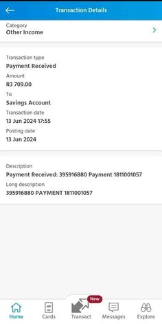 the transaction details page on an iphone