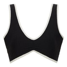 Fit • Medium Support • Provides Subtle Lift • Pull-Over Top • Wide Straps For Added Comfort Fit Tip: Fit Tip: Size down for a more secure, push-up fit on bust. Runs large. Style Features • Pull-Over Top • Flattering V-Neck Neckline • Ruched Detailing In Front • Doubles As Swim Or Apparel Style Tip: Pair With A Matching Athleisure Bottom For A Cute Active Set Fabric Details • Ribbed, Terry Cloth Fabric • Nylon/Spandex Blend • More Delicate Than Other Fabrics • Lycra Lining • Fabric Imported from Sporty Black Swimwear With Seamless Construction, Athleisure Bra-friendly T-back Swimwear, Sporty Black Swimwear With Contrast Trim, Nylon T-back Athleisure Swimwear, Black Sporty Tie-side Swimwear Bottom, Montce Swim, Swim Brands, Suntan Lotion, Mini Accessories