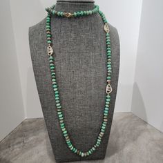 Description: This Exquisite 14k Gold-Filled Necklace Features Beautiful Peruvian Turquoise Beads Complemented By Gold-Filled Accents And A Clasp Marked "14/20 Gf" To Ensure Authenticity. With A Total Length Of 34", This Necklace Can Be Worn Long Or Layered For A Stylish And Versatile Look. The Soft Green Hues Of The Turquoise Stones, Combined With The Elegance Of Gold-Filled Beads, Make This Piece A Standout In Any Jewelry Collection. Details: Peruvian Turquoise Beads 14k Gold-Filled Beads And Clasp Clasp Marked "14/20 Gf" Necklace Length: 34" Total Elegant And Versatile Design This Stunning Necklace Is Perfect For Adding A Touch Of Sophistication And Natural Beauty To Your Outfits. Gf Necklace, Green Hues, Turquoise Stones, Hand Crafted Jewelry, Crafted Jewelry, Stunning Necklace, Turquoise Beads, Necklace Length, Turquoise Stone