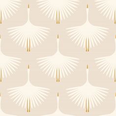 a white and gold wallpaper with palm leaves