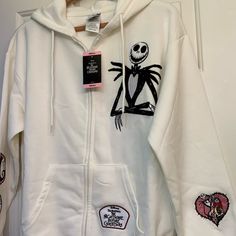 Disney Tim Burton’s Nightmare Before Christmas Hoodie Women’s Size Small Nwt Nightmare Before Christmas Hoodie, Christmas Hoodie, Hoodie White, Hoodie Women, Disney Tops, Jack Skellington, Tim Burton, White Hoodie, Nightmare Before