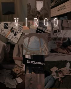 a collage of photographs with the word virgo