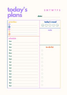 the today's plans printable is shown in green