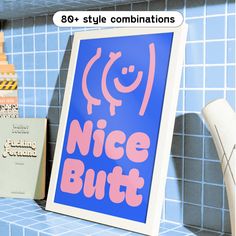 Add a cheeky touch to your bathroom with our playful "Nice Butt" typography poster! Featuring a rounded, friendly font and a fun doodle illustration of a butt, this design brings humor and bold style to your space. Perfect for those who love quirky decor, this poster adds personality and a fresh vibe to any bathroom. 🖼️Key Features: - Printed on premium, museum-quality matte paper with a smooth, uncoated finish. - High-quality 200 gsm paper ensures durability and a long-lasting print. - Eco-fri Fun Typography Design, Quirky Typography, Bold Bathroom, Playful Typography, Quirky Decor, Friends Font, Decoration Originale, Doodle Illustration, Party Funny