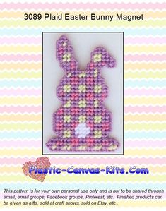 an easter bunny made out of beads with the text,'3d plastic canvass kit '