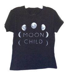 Moon Child Tee , Soft Black Cotton Poly Blend T Shirt Xl Measures Bust 18" Length 22" , Moon Child Graphic T Shirt Black Graphic Tee With Moon Print, Black Moon Print Graphic Tee, Trendy Cotton T-shirt With Moon Print, Black Short Sleeve Top With Moon Print, Black Short Sleeve T-shirt With Moon Print, Black Cotton T-shirt With Moon Print, Trendy Black Top With Moon Print, Girl M, Pretty Shirts