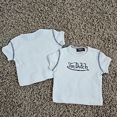 New Without Tags Von Dutch Graphic T-Shirt. Size 6 Months Baby/Kids/Toddler Tee With Incredible Amount Of Stretch. Kustommade Von Dutch Originals. Off White Or Cream Color With Blue Graphic And Contrast Stitching Detail. 100% Cotton. Made In U.S.A. Machine Washable. Super Comfy, Super Cute Top. Several Other Sizes And Styles Of Von Dutch Tops In My Store. Smoke Free And Pet Free Home. Please Check Out My Other Items...I'd Love To Make A Discounted Bundle For You. Thank You!! Von Dutch Shirt, Baby 6 Months, Fire Shoes, Von Dutch, 6 Month Baby, Blue Graphic, Yellow T Shirt, Sweatshirts Pattern, Toddler Tees