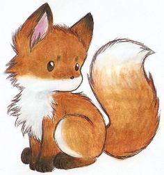 a drawing of a little fox sitting down