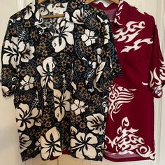 Two Hawaiian Style Short Sleeves Shirts Perfect For Your Upcoming Beach Or Hawaiian Trip! Made In Malaysia. Malaysian Batik Style. Brand New, Never Been Worn. Asian Size M Which Is Equivalent To Us Size S. Hawaiian Collared Printed Tops, Hawaiian Collared Tops With Relaxed Fit, Hawaiian Collared Relaxed Fit Tops, Relaxed Fit Hawaiian Collared Top, Relaxed Fit Collared Hawaiian Top, Red Collared Hawaiian Top, Red Hawaiian Relaxed Fit Top, Fitted Hawaiian Collared Top, Fitted Collared Hawaiian Top