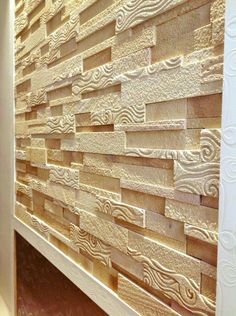 a close up of a wall made out of wood