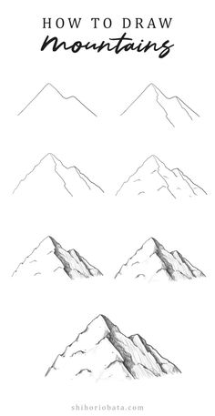 three mountains with the words how to draw mountains